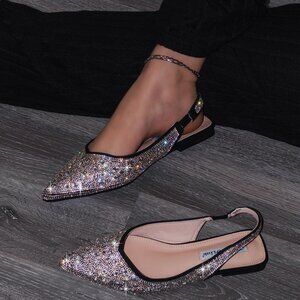 Silver Glitter Flats 9